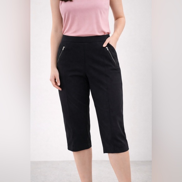Michel Studio Pants - Michel Studio Black Women's Capris with Zipper Pockets Size 18